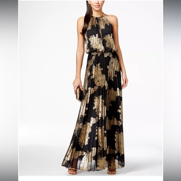 NWT MSK Metallic Pleated Blouson Gown - Picture 7 of 9